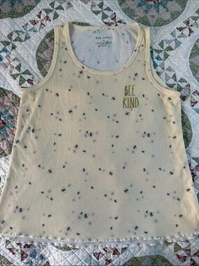 Rae Dunn Yellow 'Bee Kind' Floral Ribbed Tank